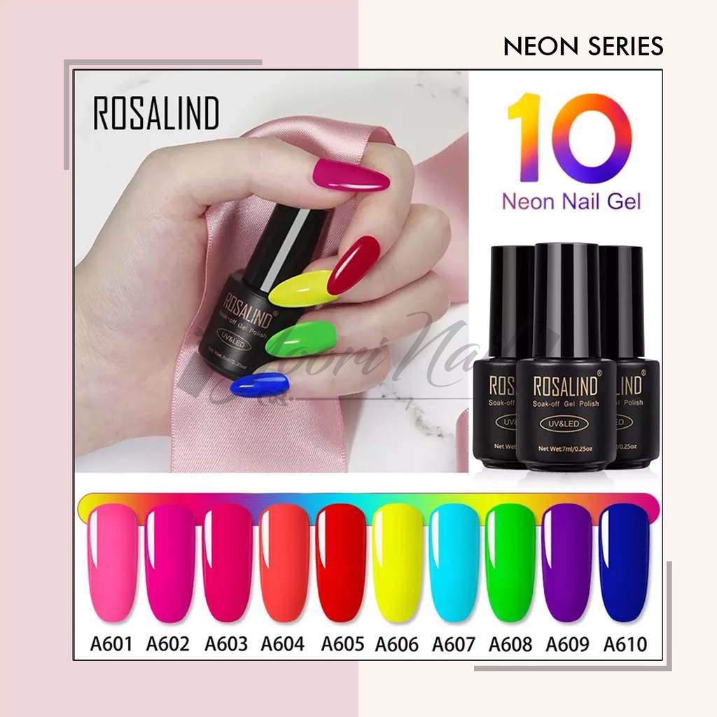 Mini Rosalind neon series 7ml gel polish neon color effect kutek gel nail art