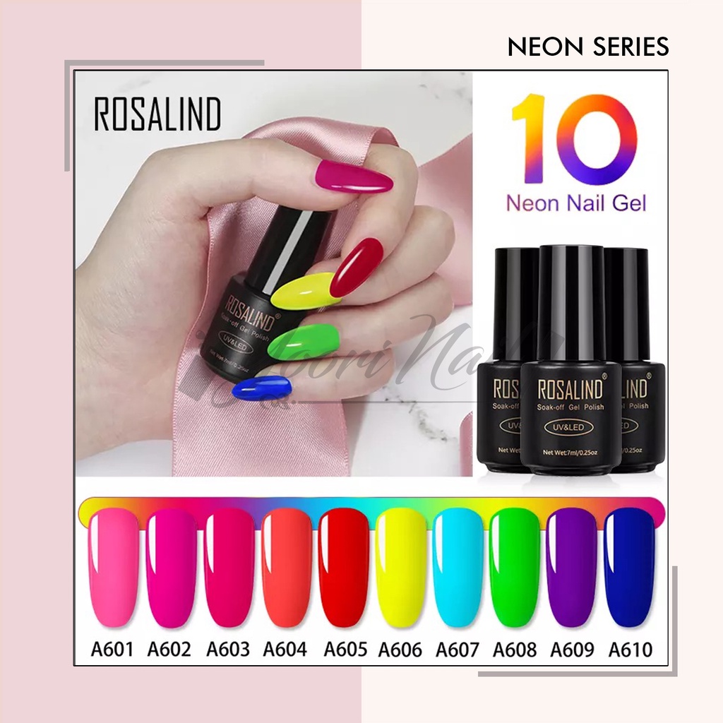 Mini Rosalind neon series 7ml gel polish neon color effect kutek gel nail art