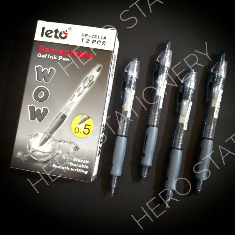 

Wow pena bolpen gel pen 0.5 mm tinta hitam . 12 unit
