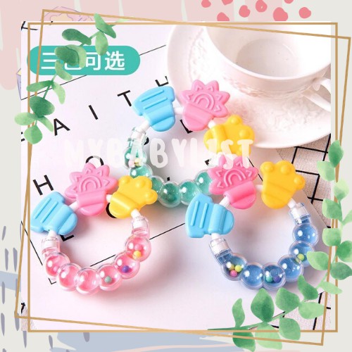 Teether Rattle Mainan Gigitan Anak Bayi Silikon / Mainan Genggam Gigit Kerincingan Bayi Teether Baby Silicone 3 12 Bulan Bpa Free-1