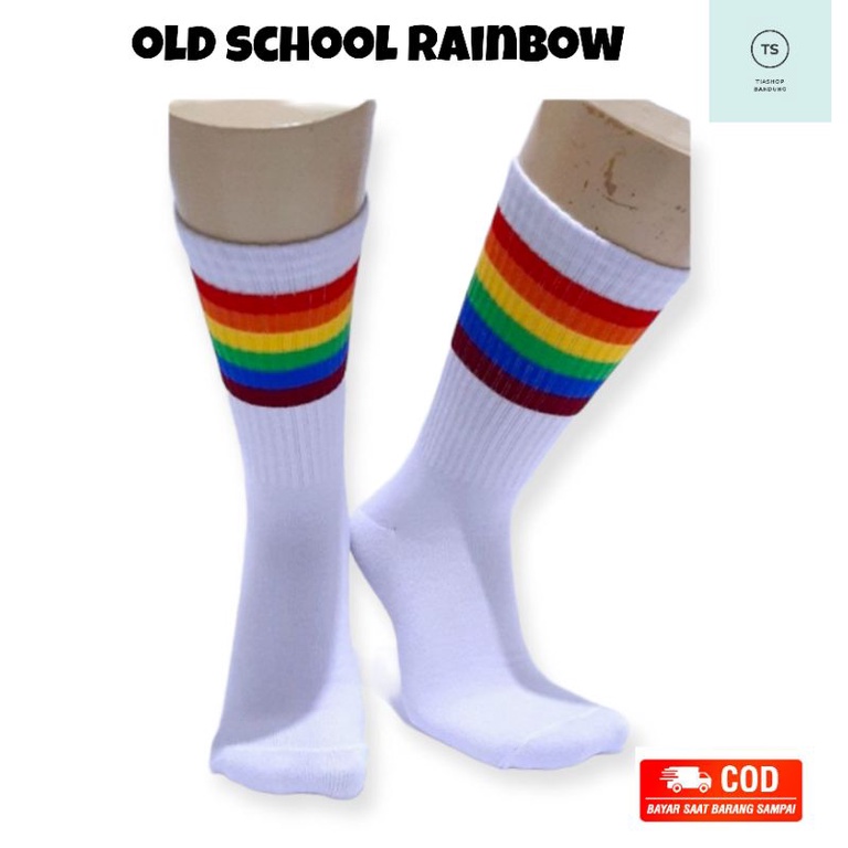 Kaos Kaki Skate Oldschool Motif Rainbow || Kaos Kaki Olahraga || Kaos Kaki Pria dan Wanita