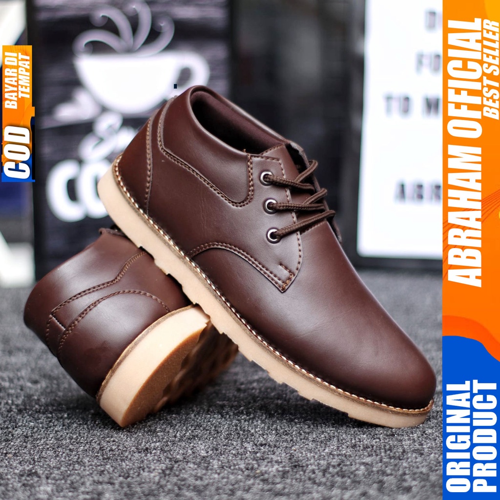 ABRHM X COLE Sepatu Kasual Pria Sepatu Pria Casual Sepatu Casual Cowok/Cowo Kulit PU Sepatu Kerja Kantor Semi Formal Anti Slip Kuliah Kondangan Gaya keren Kekinian Murah Terlaris