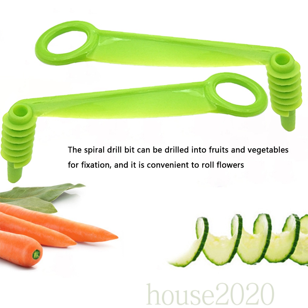 [HOUSE2020]Spiral Slicer Plastic Handheld Cucumber Slicing Tool Vegetable Fruit Slicer Kitchen Accessory Color Random