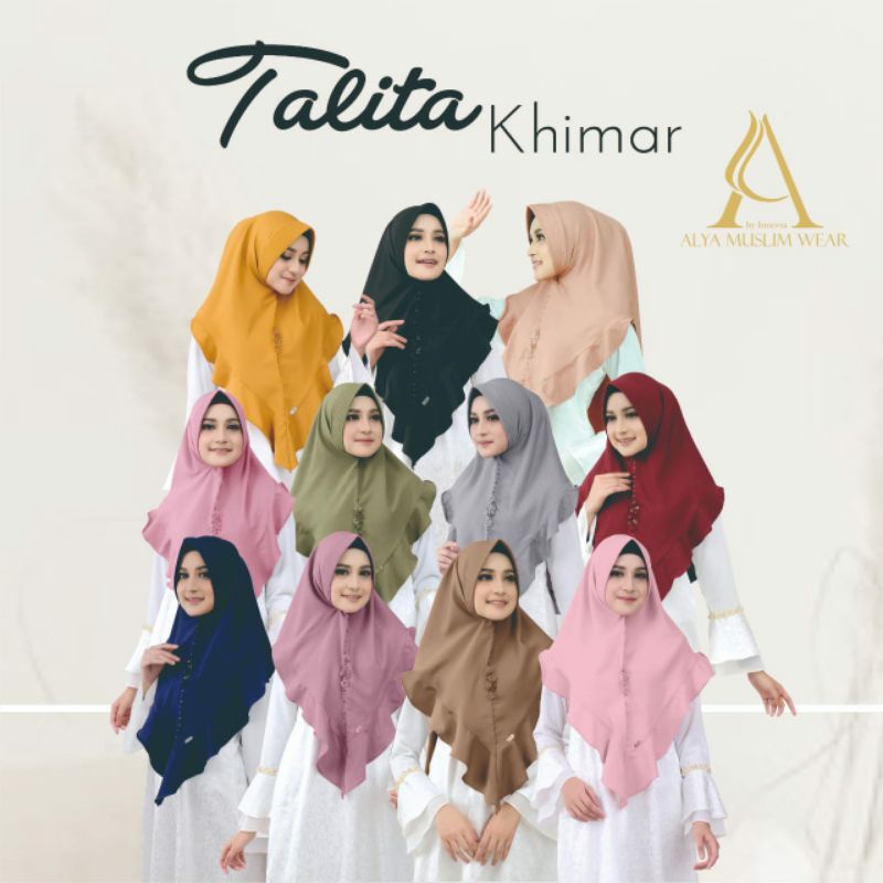 Hijab Khimar Talita Alya Muslim Wear Shakila Premium Polos Mix Kombinasi Payet Kerudung Instan