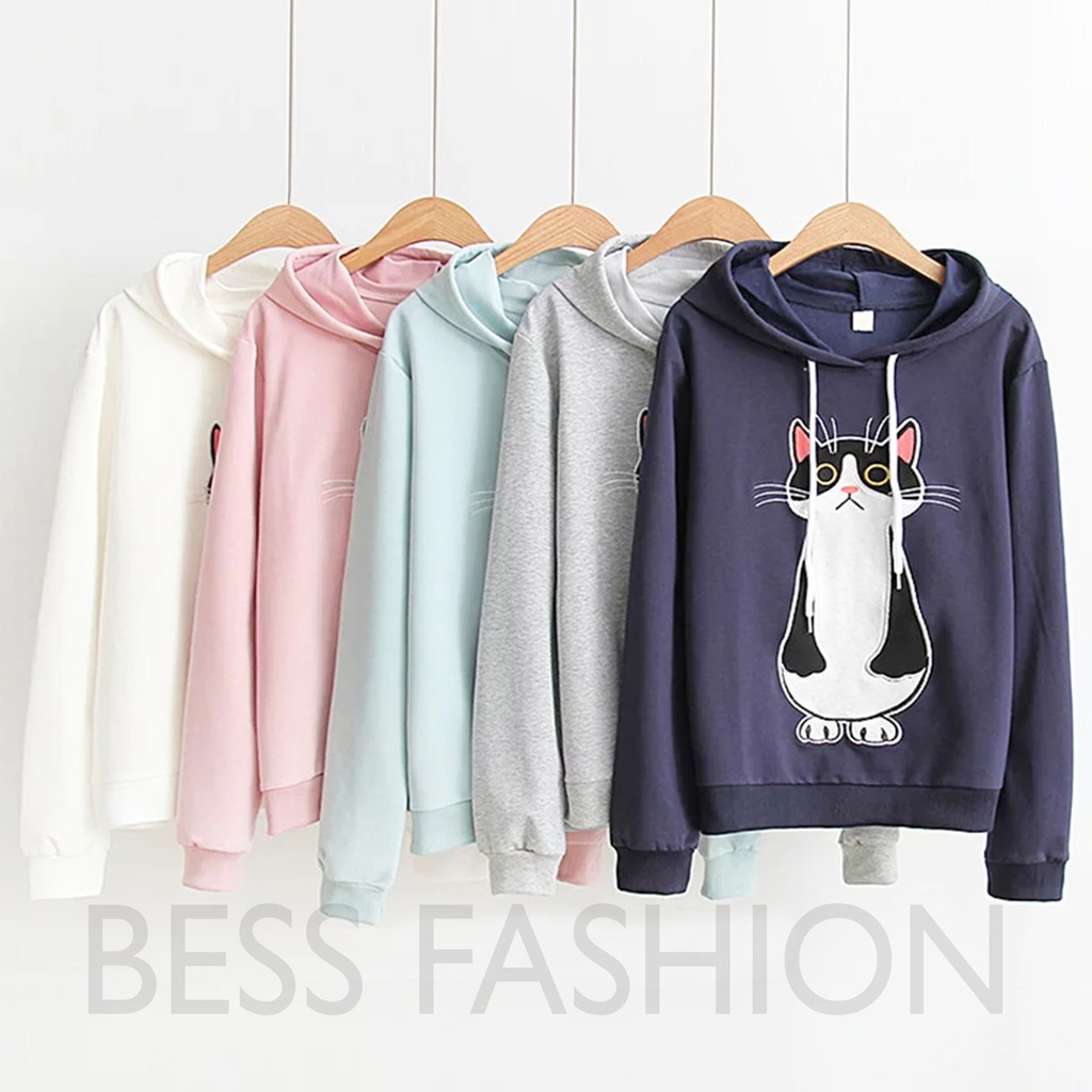 Bess - Sweater Hoodie Wanita / Sweater Hoodie Murah CAT STAND