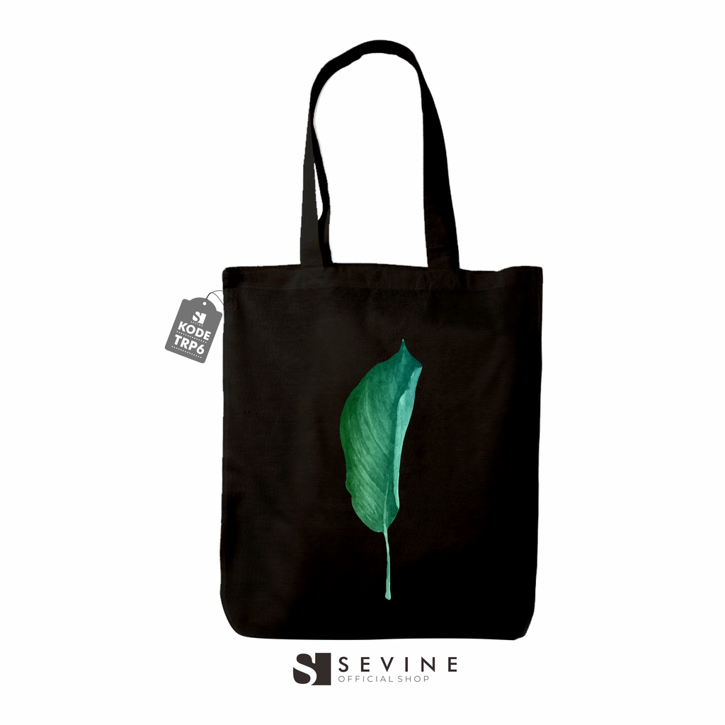 Sevine Totebag Tas Wanita Tote bag Resleting Laptop Fashion Tropical Leaf Black Series - TRP6