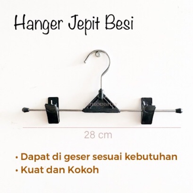 ( 6 Pcs ) Hanger jepit besi kawat 3 mm segitiga hitam