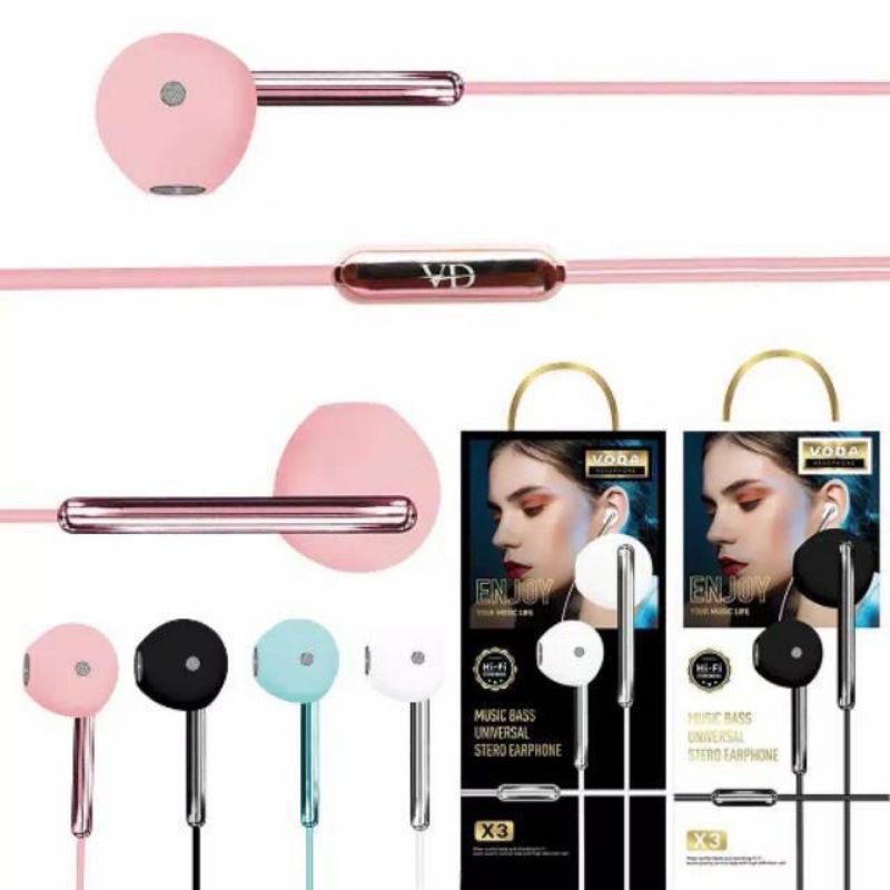 Hf Handsfree Headset VODA X3 Original Suara Bass Mantappp