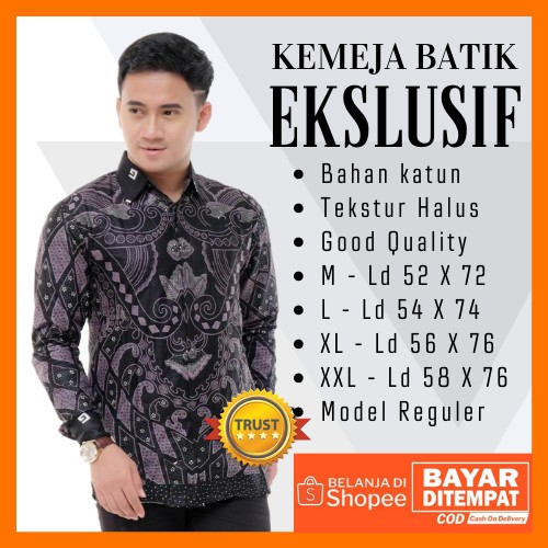 Kemeja Batik Lengan Panjang BATIK PEKALONGAN ORIGINAL KATUN Kode 061 PRIA size M L XL XXL Reguler