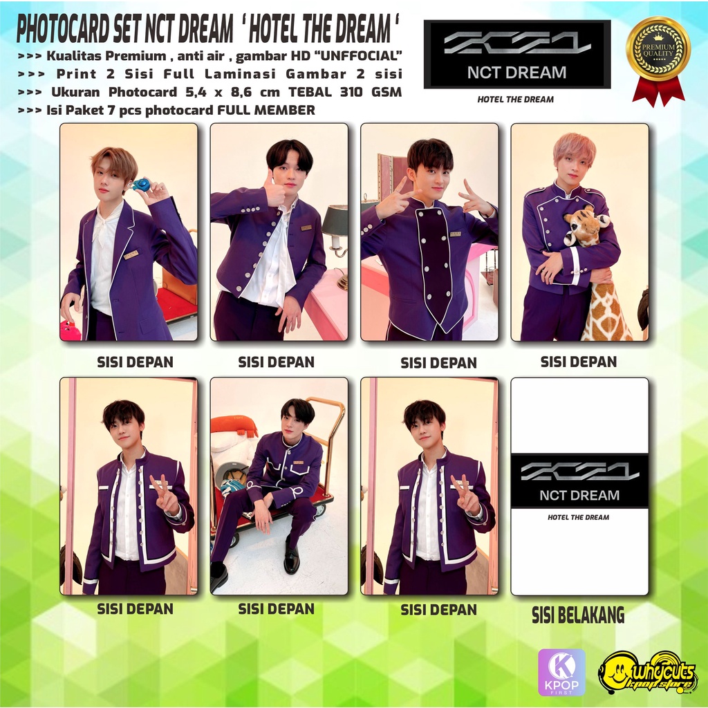 PHOTOCARD SET PC KPOP PREMIUM NCT DREAM // HOTEL THE DREAM 2021 // FULL PRINT 2 SISI LAMINASI