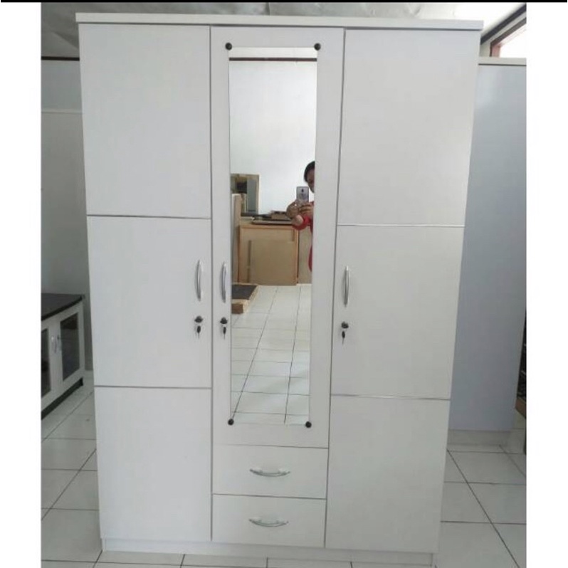 lemari pakaian pintu 3 putih lemari baju minimalis