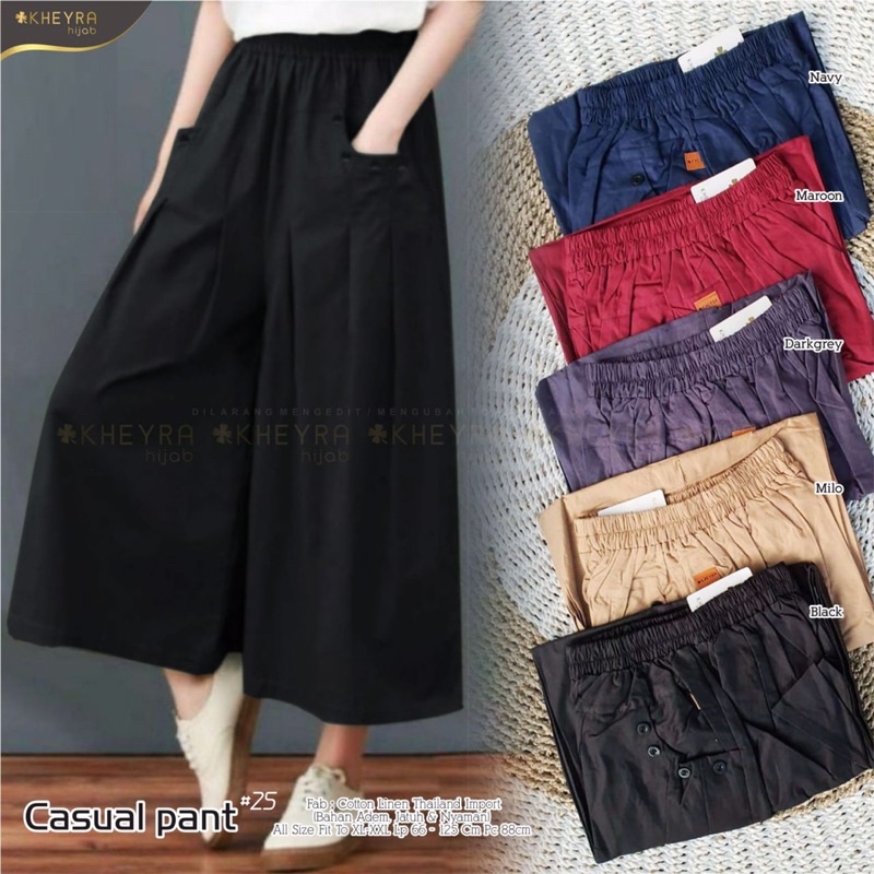CELANA WANITA BAHAN KATUN LINEN / CASUAL PANT #25 ORIGINAL BY KHEYRA HIJAB