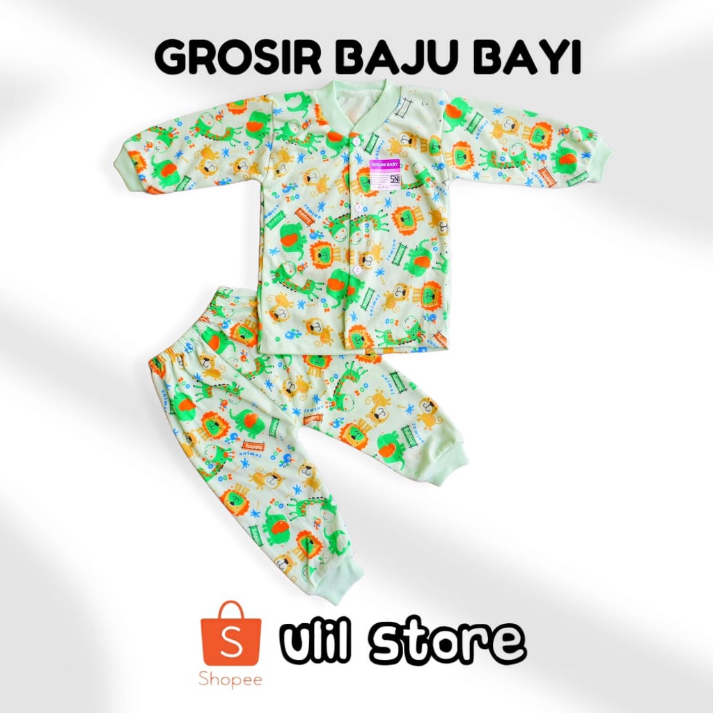 Setelan Piyama Panjang Bayi Seruni Baby Setelan Baju Tidur Bayi SNI Motif Happy Animal