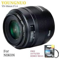 Lensa Yongnuo YN 50-mm F1.4 For NIKON Free UV Filter kenko 58
