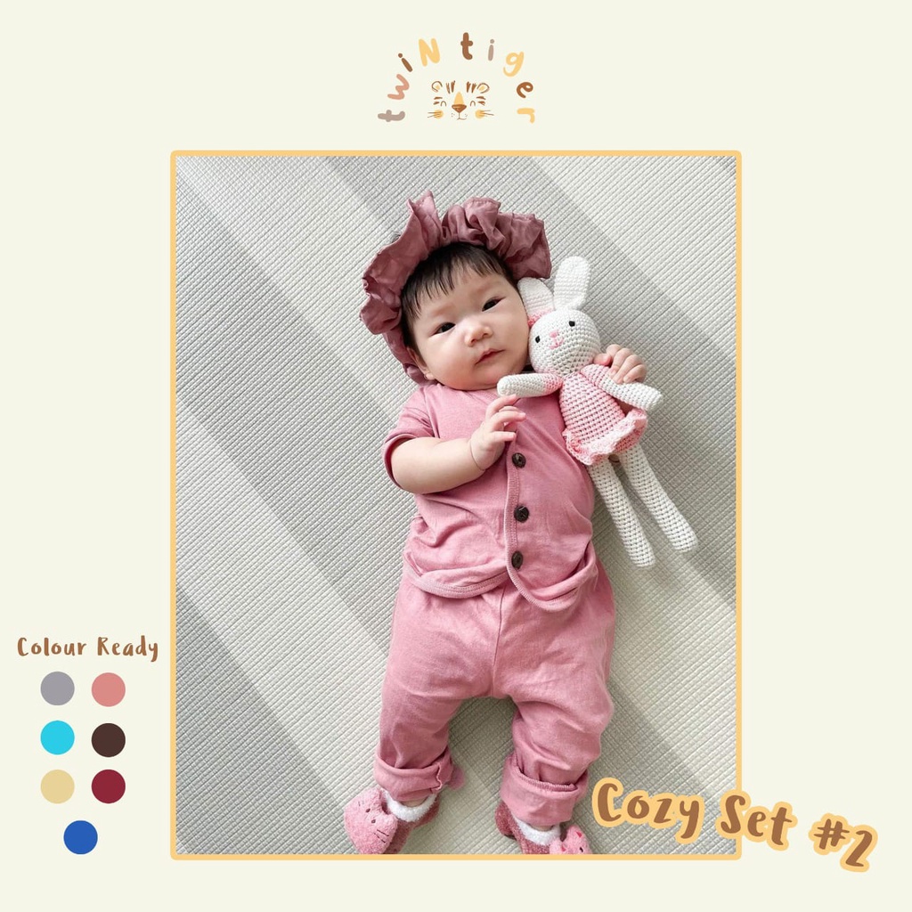 Twin Tiger Cozy Set v.2 Setelan Pendek Panjang - Piyama baby / piyama anak