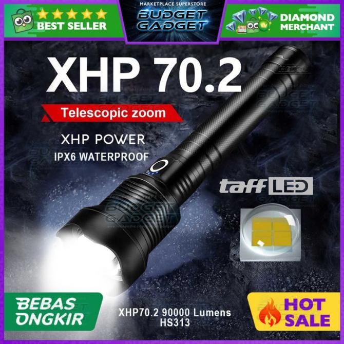 TaffLED Senter LED Long Range Zoom XHP 70.2 90000 Lumens - HS313