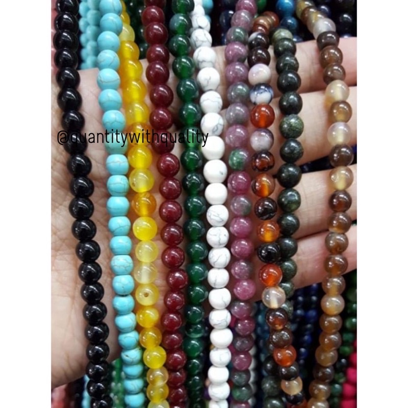 BATU ALAM 6MM BULAT 60 butir bahan kalung gelang tasbih lengkap