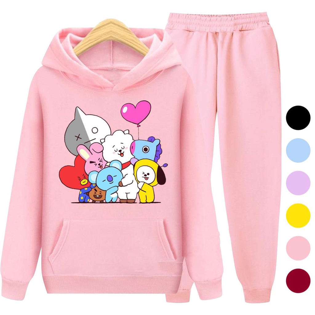 Setelan Anak Sweater Hoodie BT21 / Sweater Anak Perempuan Baju Jaket Korea Kekinian