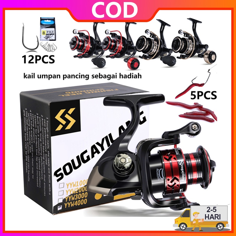 Sougayilang Logam/EVA handleFishing Reel 1000-4000 Pemintalan Memancing Reel 5.2: 1 Rasio Gear Reel Pancing Untuk Memancing Air Tawar