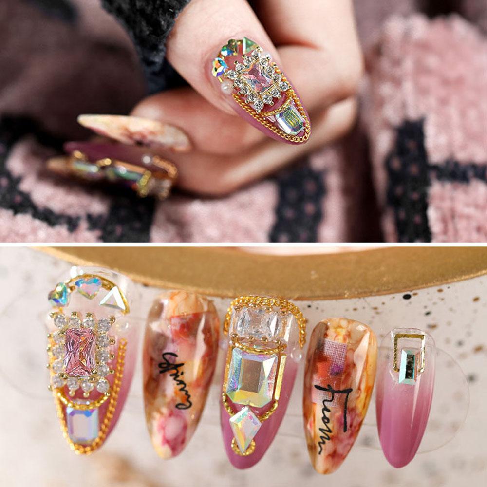 AUGUSTINA Agustinina Nail Art Zirkon Perhiasan Berlian Mewah Mengkilap DIY Kuku Berlian Imitasi