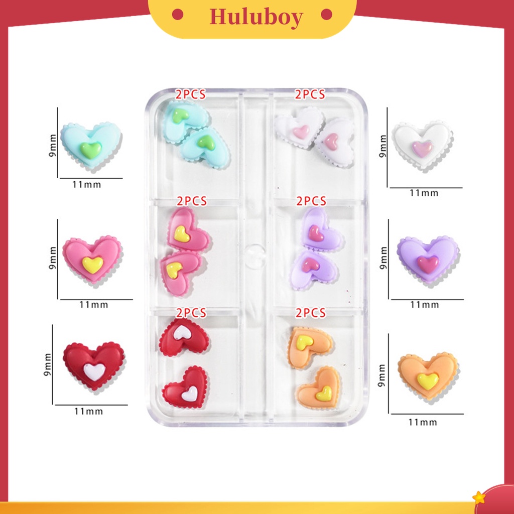 Huluboy Huluboy♡ 1 Kotak Charms 3D Bentuk Kartun Bahan Plastik Untuk Dekorasi Nail Art