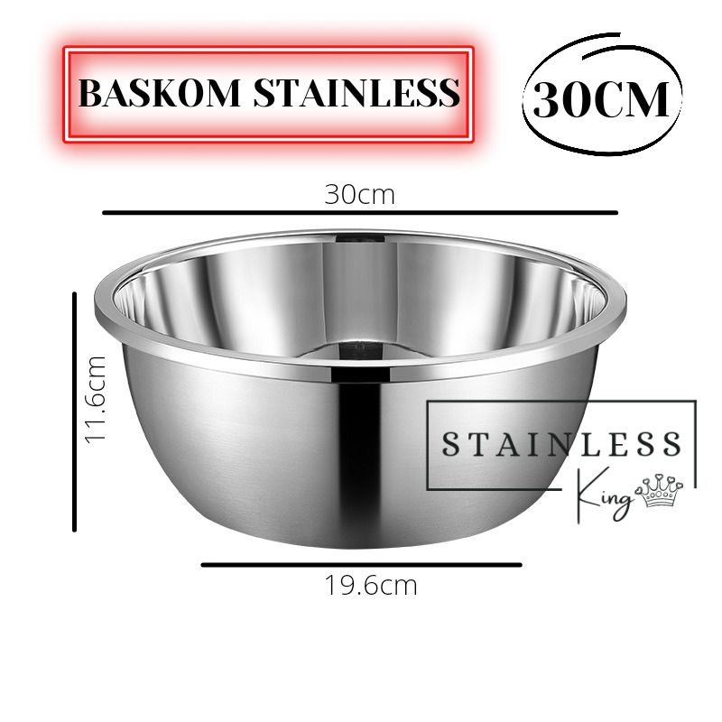 BASKOM STAINLESS TEBAL MULTIFUNGSI 30CM WADAH MANGKOK BESAR