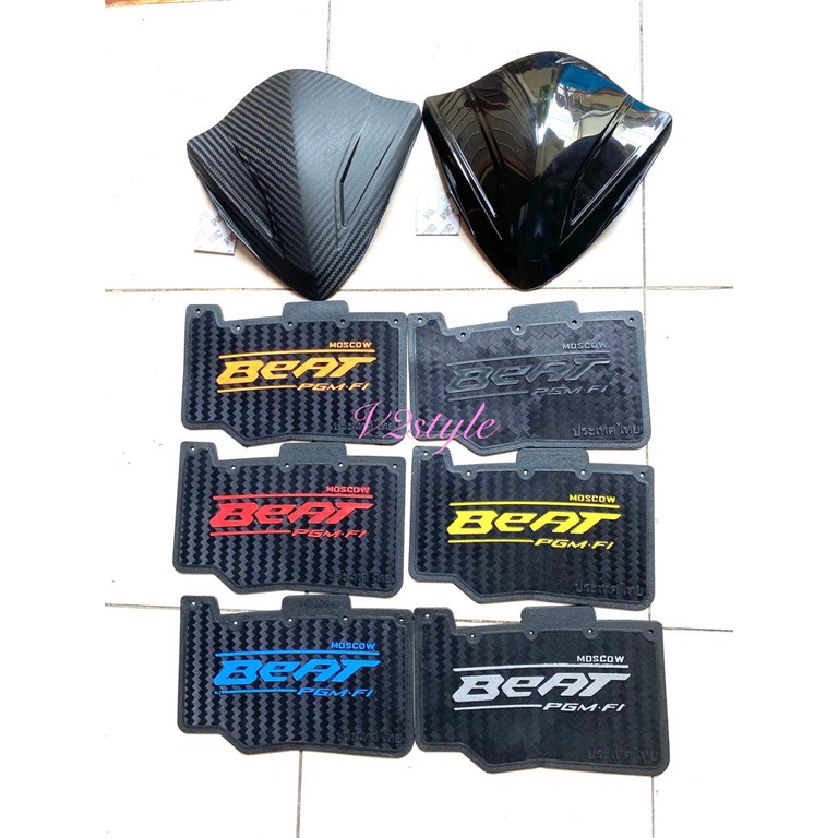 PAKET 2IN1 VISOR + MUDFLAP BEAT ESP FI PNP VISOR WINDSHILED BEAT HITAM KARBON WINSIL HONDA BEAT ESP FI 2015 2016 2017 2018 2019 VISOR VARIO 125 150 MUDFLAP PENAHAN LUMUR KARET KOLONG MESIN DINAMO PELINDUNG MESIN KARBON THAILAND MUPFLAP MUTFLAP BEAT