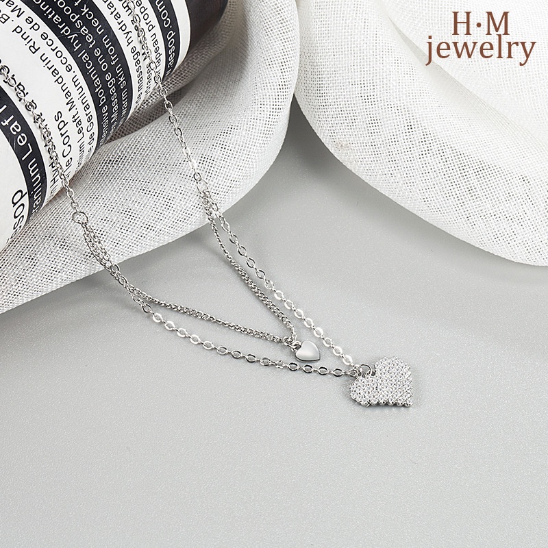 Kalung Rantai Sterling Silver 925 Simple Dengan Liontin Hati Untuk Wanita