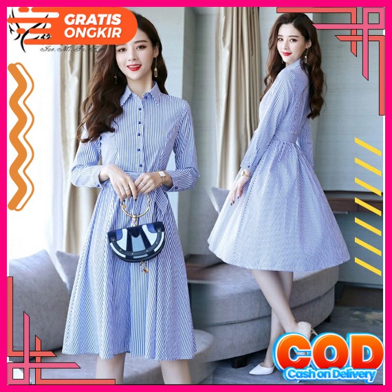 Dress Korea Hepburn Mini Square Neck Lengan Panjang Gaya Retro Untuk Wanita / Musim Gugur 2021 Dress