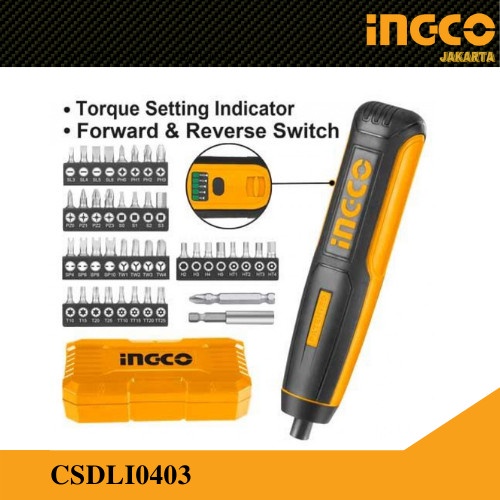 Obeng Listrik Mini (4V 4Nm) / Cordless Screwdriver INGCO CSDLI0403