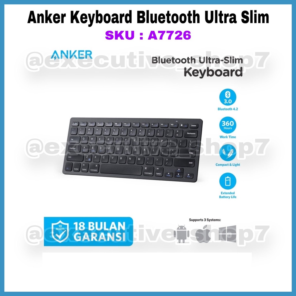 Anker Keyboard Bluetooth Ultra Slim - SKU : A7726 - Garansi Resmi 18 Bulan