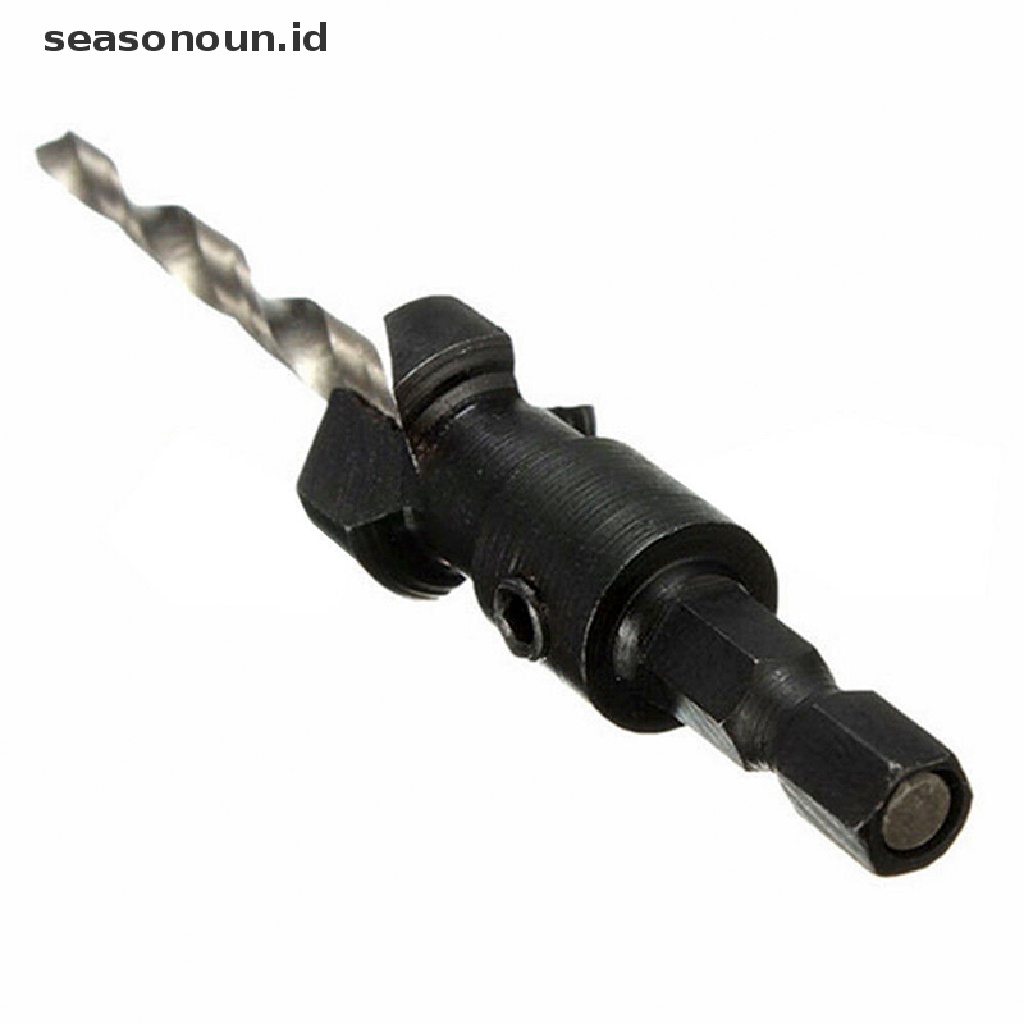 【seasonoun】 4Pcs 5 Flutes HSS Countersink Drill Bit Set Woodworking Carpentry Tool 6-12# .