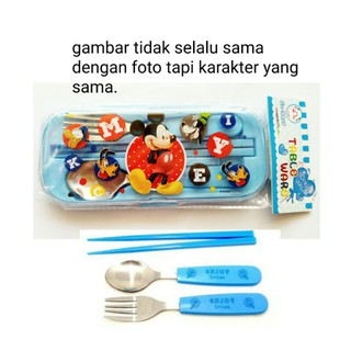 Sendok garpu sumpit anak set karakter mickey mouse minnie Sendok garpu sumpit anak set karakter mickey mouse minnie