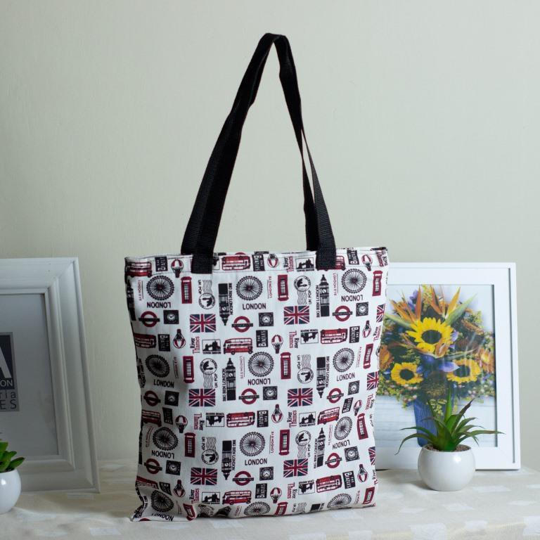 TOTEBAG BAHAN KANVAS PREMIUM MOTIF LONDON. TAS SOUVENIR. TAS JOGJA. Riens Collections