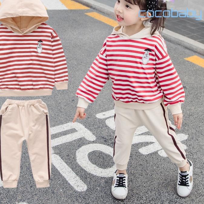 ✺ [Cocobaby Jakarta] Setelan Pakaian Anak Lengan Panjang Pakaian Anak Perempuan Atasan + Celana ☆