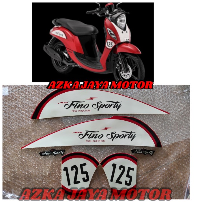 Striping Yamaha Fino 125 sporty Merah Corak putih / sticker Fino 125