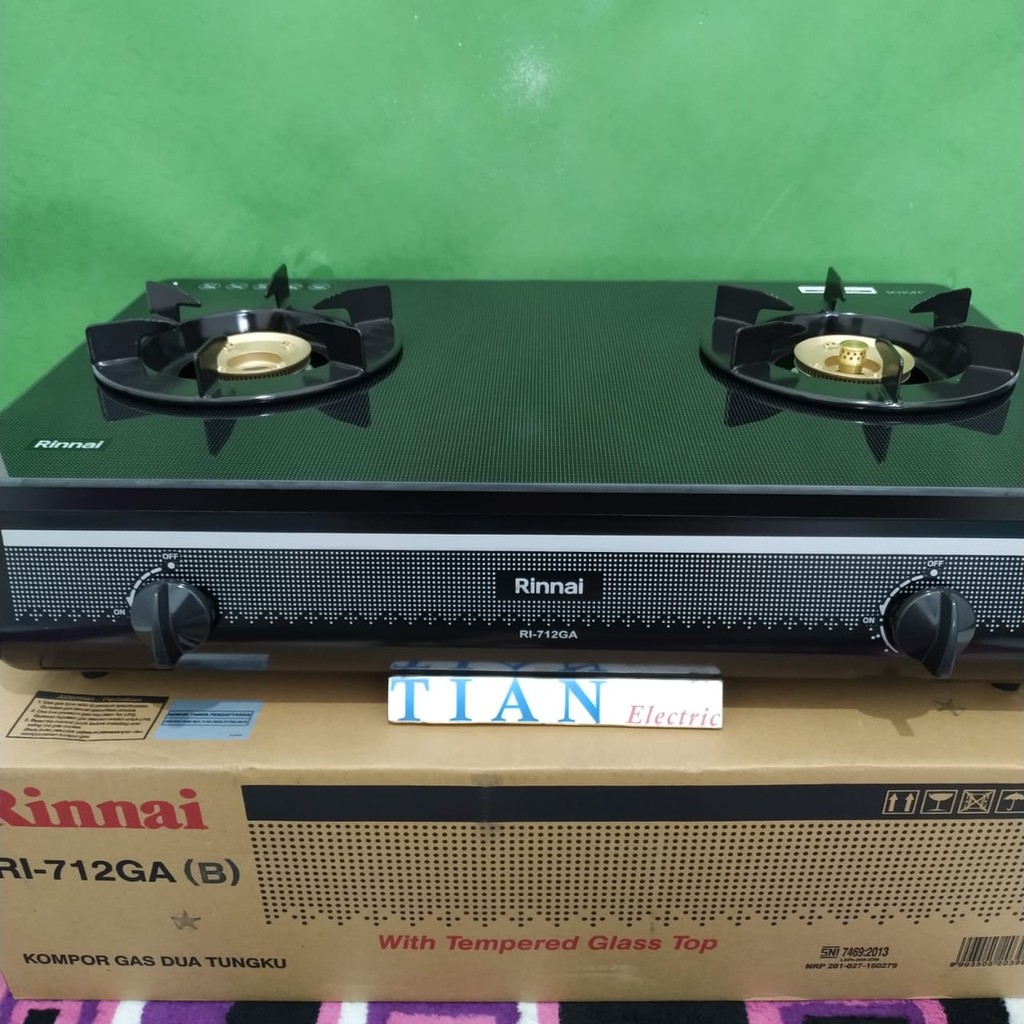 RINNAI RI-712GA Kompor Gas 2 Tungku With Tempered Glass Top