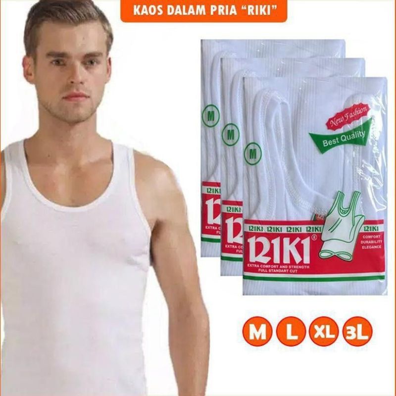 3 PCS Singlet Kaos Dalam Pria Kaos singlet Pria RIKI