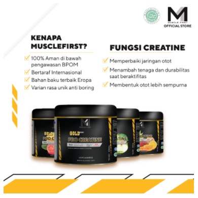 Paket M1 Pro Creatine 300g Muscle First Creatine Monohydrate Suplemen Olahragawan  PROCREATINE CREATIN KREATIN  BUBBLEGUM  MIX BERRY MIXBERRY TROPICAL FRUIT Green Apple Peach Guava