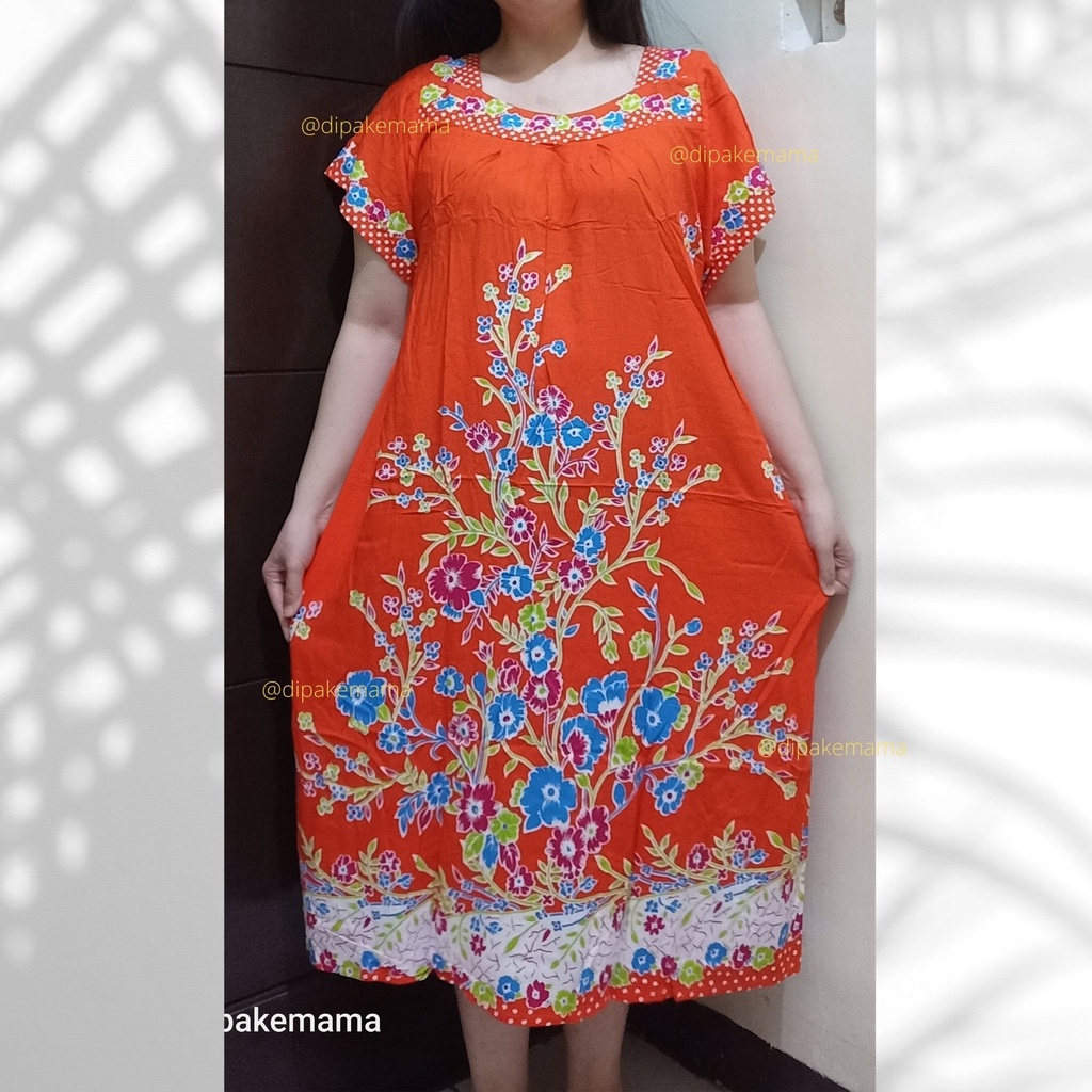 Daster Hengky Sikak ANYELIR TERBARU SEPATU BINTANG roda Baju Tidur Daster Batik Murah Harga Pabrik DASTER WANITA TERLARIS-ANYELIR-Orange