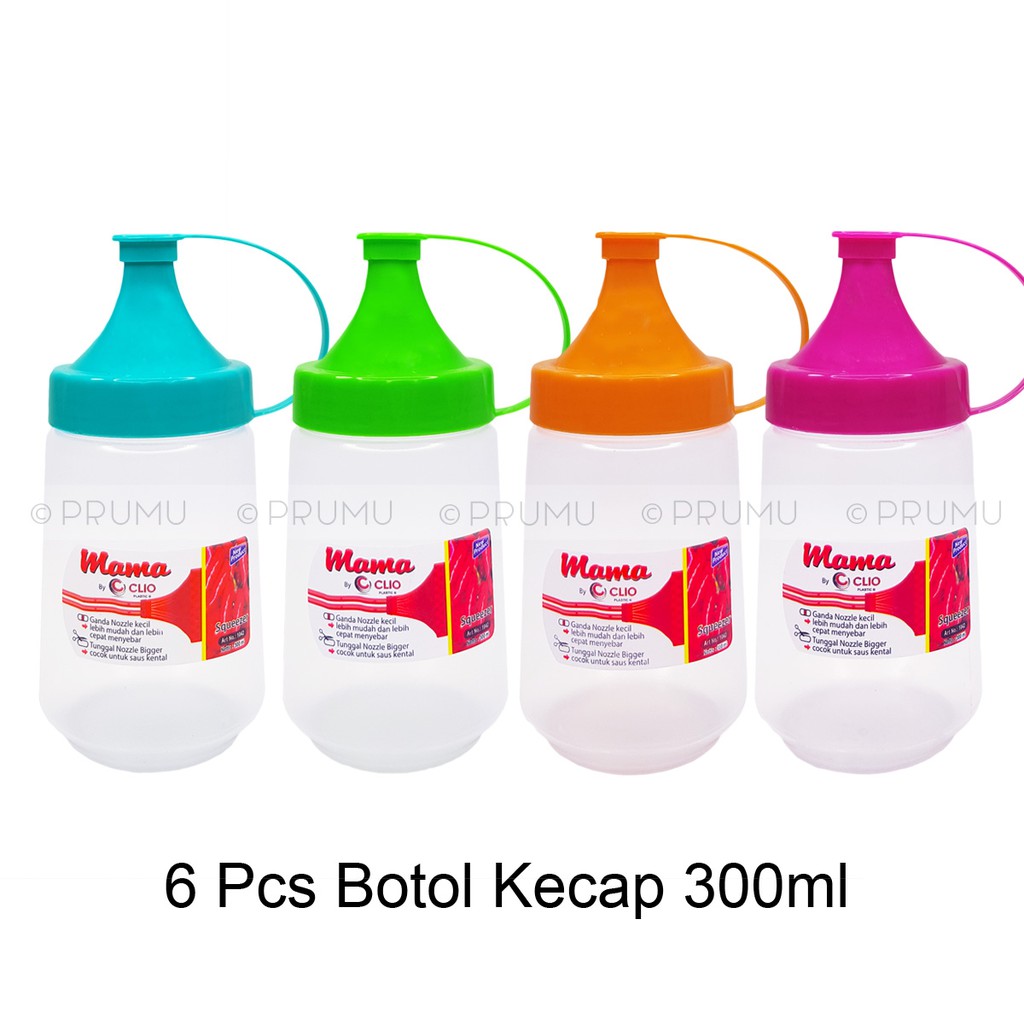 6 Botol Kecap 300 ml | Botol Saos | Botol Mayonnaise | Squeeze Bottles | Botol saus | Botol Sambal |