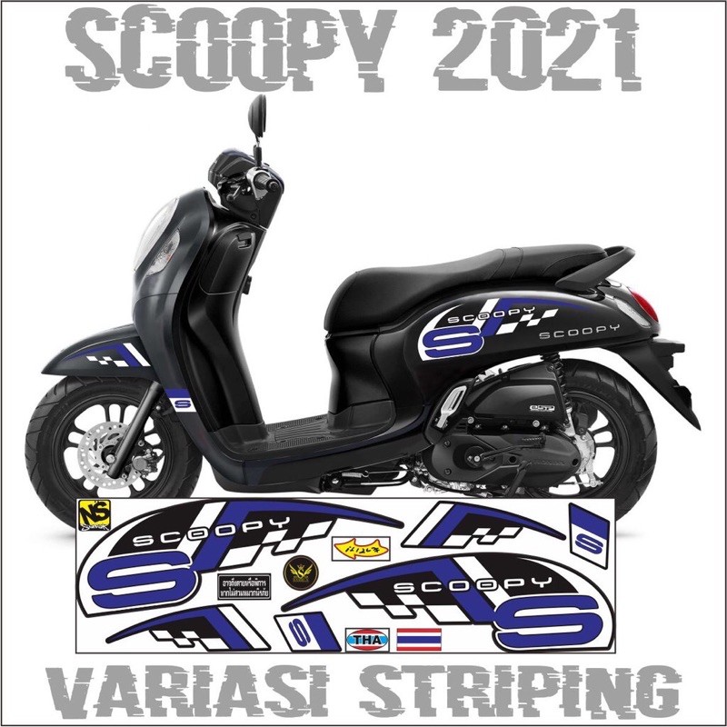 STICKER LIS SCOOPY 2021 VARIASI LIS SIMPLE BIRU 002-INDIGO01 STICKER-