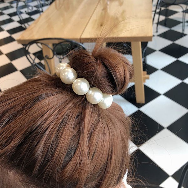 kuncir rambut mutiara romantic pearl hair band (4d3) jku040