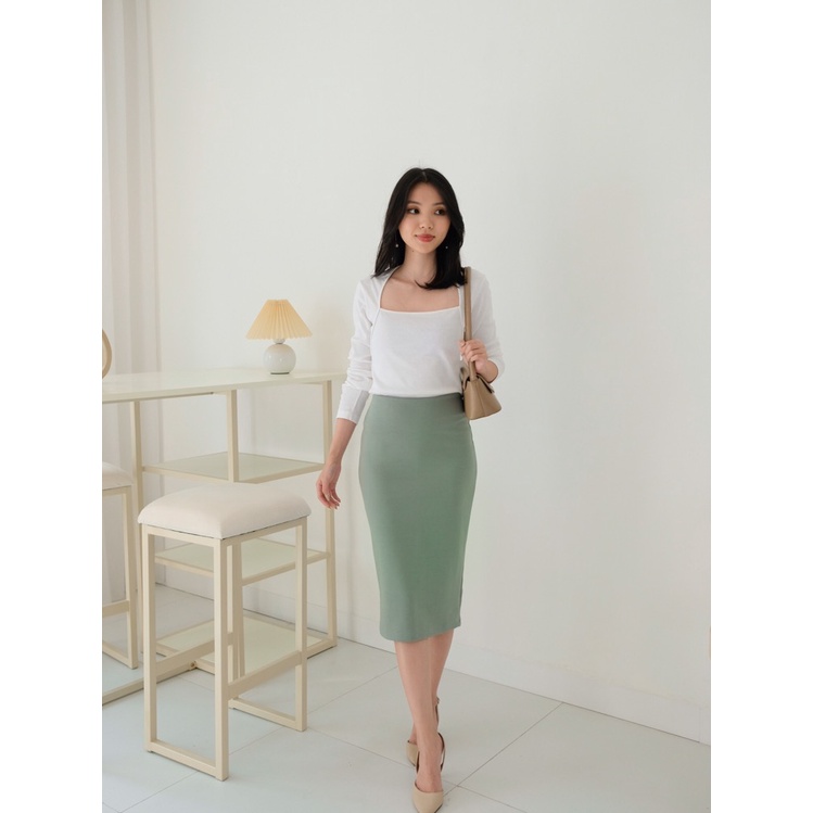 Kadaka B-0105 Midi Skirt Premium Cotton Stretch