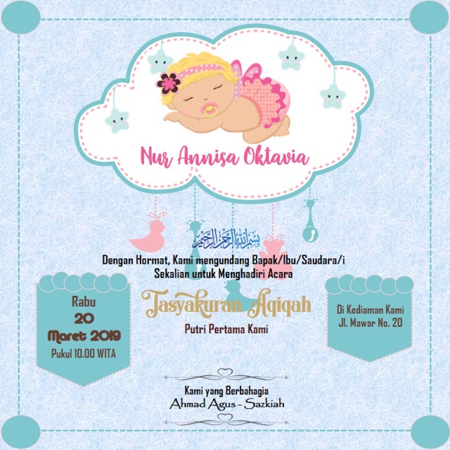 File JPG Undangan Tasyakuran Aqiqah | Undangan Digital Murah | Tema soft blue