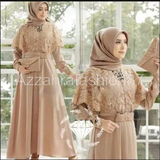 Gamis Syari NADINE DRESS Baju Muslim Terbaru Murah Bagus Brokat Kekinian Asdf M L XL XXL