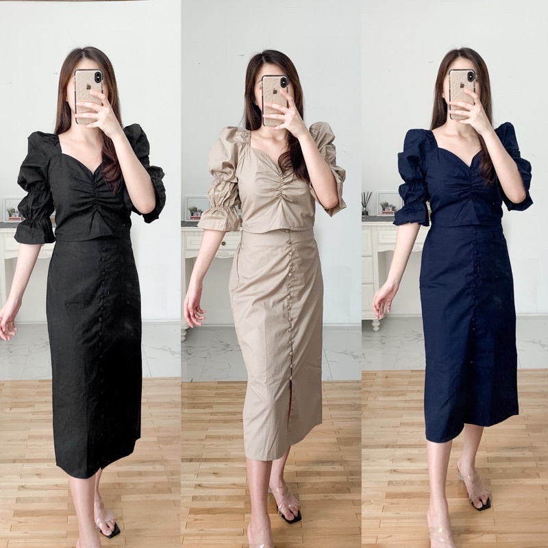 Kayla Skirt Set - Setelan Wanita / Pakaian Wanita / Setelan Rok / Setelan Linen / One Set Linen / Wr