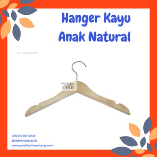 Hanger Kayu Natural  Anak  Gantungan Kayu Baju  Anak  Hanger 