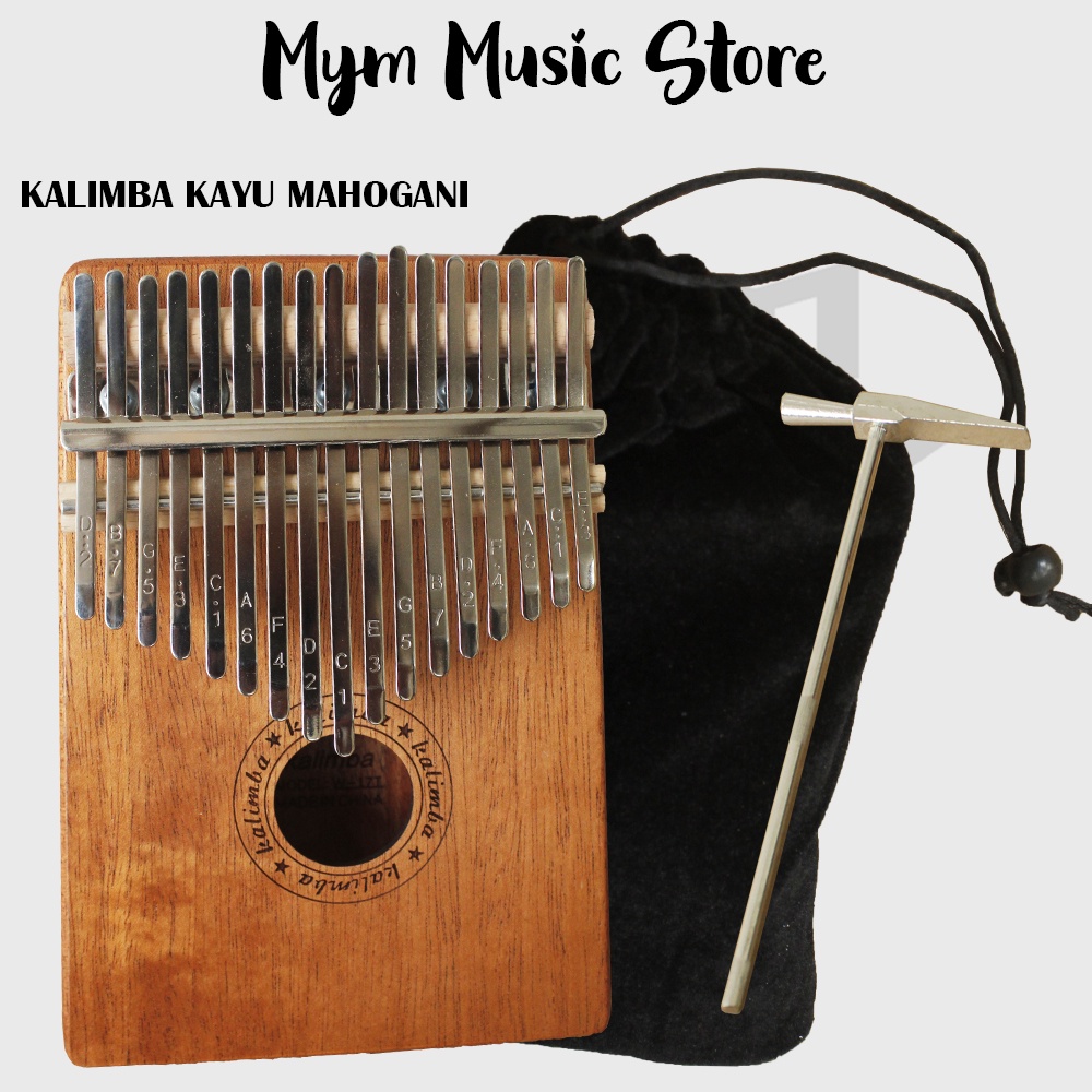 Kalimba 17 Key Fullset Bahan Mahogani