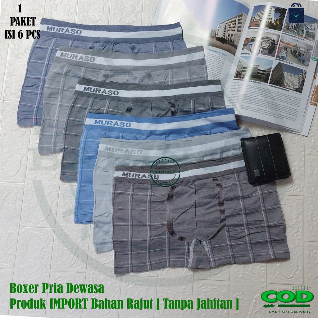 Boxer Pria Dewasa Isi 6 Pcs Bahan rajut Celana Dalam cowok -Boxer Fhasion Pria Bahan Rajut Produk IMPORT